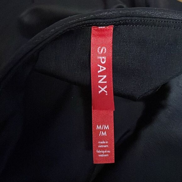 SPANX Moto Leggings Faux Leather Black Ribbed M - Picture 8 of 9